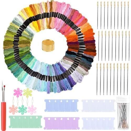 LMDZ 162 Pcs Embroidery Starter Kit, Embroidery Kit with 100 Colors, Embroidery Floss Cross Stitch Threads, Embroidery Floss