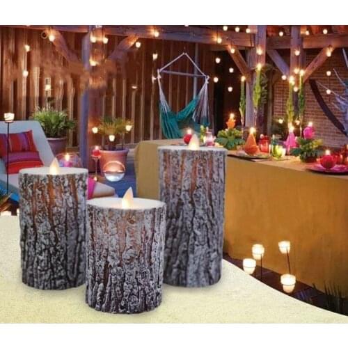 Set of 3 Battery operate Dancing Swinging wick LED tree pine Candle Remote controlled Paraffin Wax Wedding Home Party Club Decor