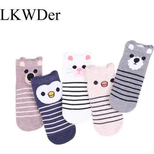 5pairs Cute Girls Socks 3D Ear Cartoon Animal Zoo Cotton Soft Sox Creative Kawaii Jumbo Socks Hosiery Female Womens Socks Meias