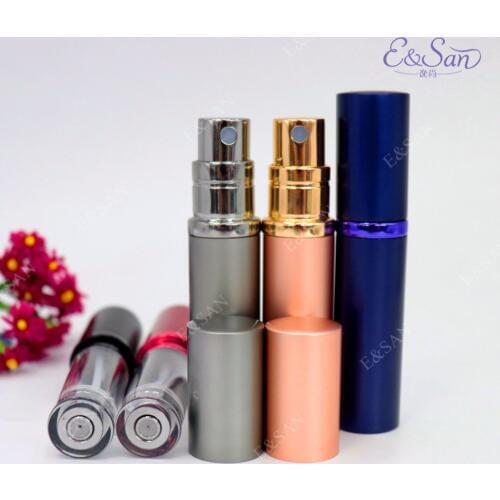 Wholesale L82-5ML Portable Bottom Inflatable Aluminum Tube Aluminum Perfume Glass Spray Bottle Lipstick Perfume Tube 100PCS/LOT