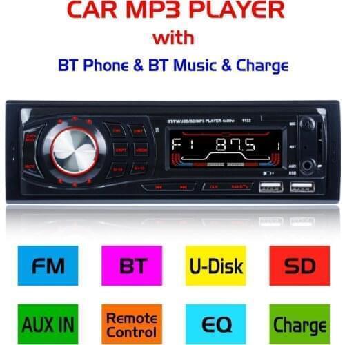 By DHL 10pcs Car Radio 1132 Stereo Player Digital Bluetooth Hands-free Call Car MP3 Player FM Radio Audio Music USB/SD In Dash