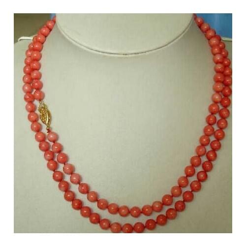 PERFECT 32INCH NEW DESIGN LONG NATURAL 6MM RED CORAL NECKLACE