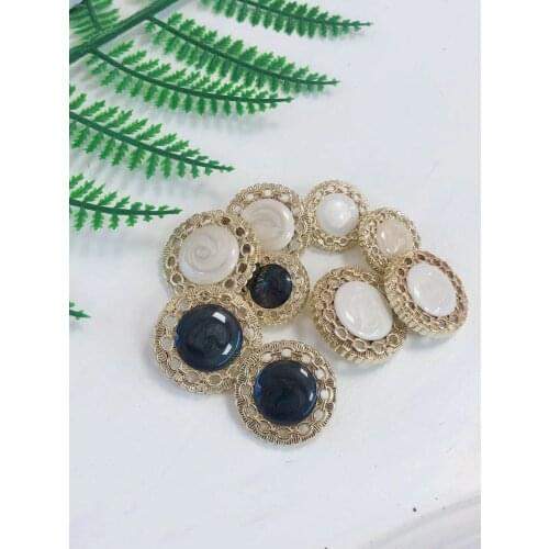 10pcs Gold Pearl Womens Buttons Decorations for Clothing Vintage Suit Coat Dress Button Metal Diy Sewing Accessories needlework