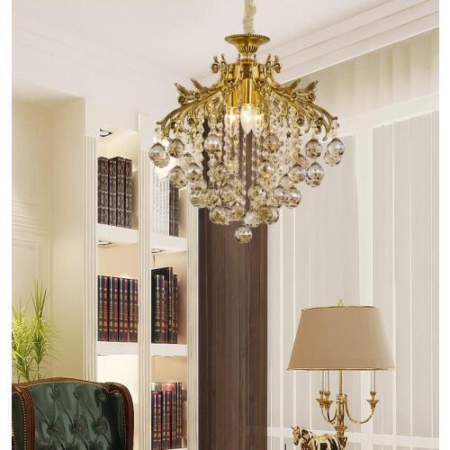 Modern Nordic Brass Copper Crystal Chandelier Lingting Luxurious LED AC 110V 220V E14 LED Pendant Lustre Suspension Art Lighting