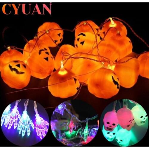 CYUAN Halloween Pumpkin Ghost Skeletons Bat Spider Led Light String Festival Bar Home Indoor Outdoor Party Halloween Ornament