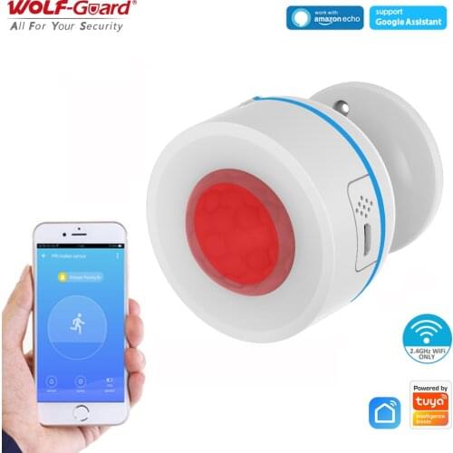 Wolf-Guard Tuya Smart WiFi PIR Motion Sensor Mini Infrared Human Body Detector Movement Alarm w/ Temperature Humidity Detection