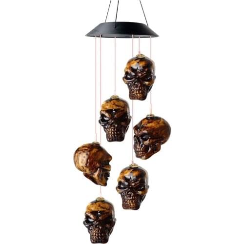 Skeleton Skull Wind Chimes Solar Wind Chimes Kids Gifts Decoration Outdoor Gift Garden Decoration Holiday Lights