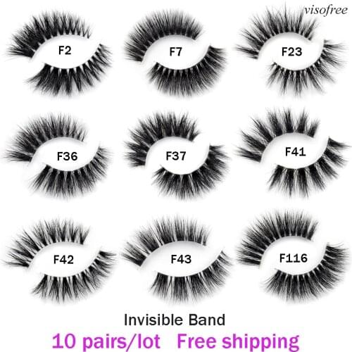 Visofree 10 Pairs/lot 3D Mink Lashes makeup faux cils Handmade Full Strip False Eyelashes beauty wholesale mink lashes bulk