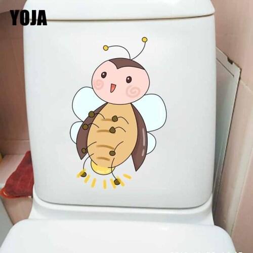 YOJA 13.8X21.8CM Modern Art Living Room Home Decor Wall Sticker Toilet Decal Intereting Cartoon Bee T5-0998
