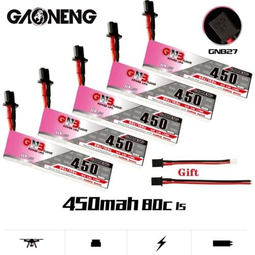1/2/3/5/8/10PCS GNB 1S HV 3.8V Lipo Battery 450mAh 80C/160C With GNB27 Plug for RC FPV Racing Drone Quadcopter Frame Kit Parts