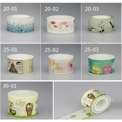 1Roll=20/25/30mm*10m Flower Leaves Pattern Japanese Washi Decorative Adhesive DIY Masking Paper Tape Label Sticker wholesale