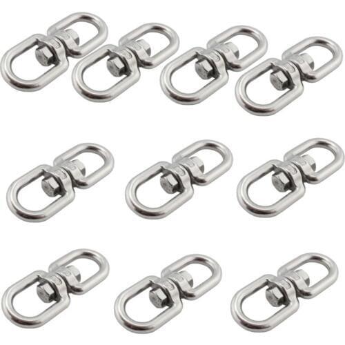6mm Climbing Accessory Rotation Quick Hook Buckles 360 degree rotating for outdoor hiking or climbing straps 10pcs pack Silver