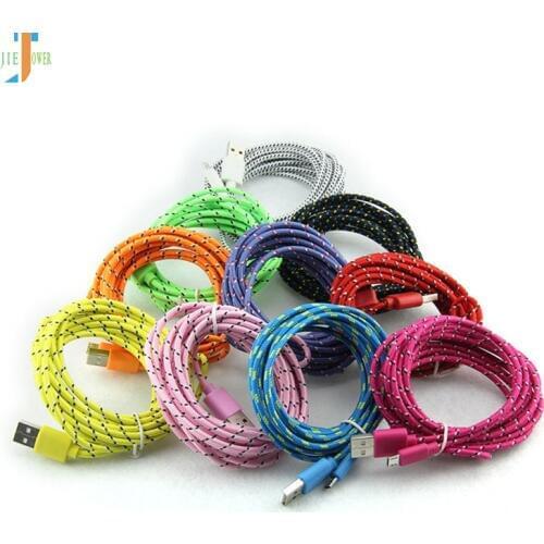 100pcs 1M 2M 3M Round Fabric Braided 8pin micro Usb Charger Sync Data Phone Cable for iPhone XS Max XR X 8 7 6 5 for Ipad 4/mini