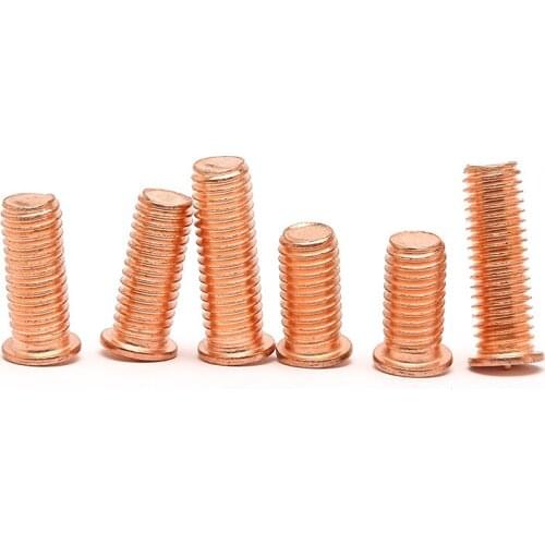 2/50pc M3 M4 M5 M6 M8 M10 Carbon Steel Copper Plated Stud Weld Spot Welding Screw Solder Point Nail Bolt for Capacitor Discharge