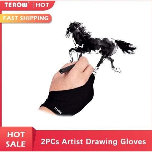 2Pcs Artist Drawing Glove for Any Graphics Drawing Table 2 finger Anti-Fouling Both for Right And Left Hand Drawing Gloves