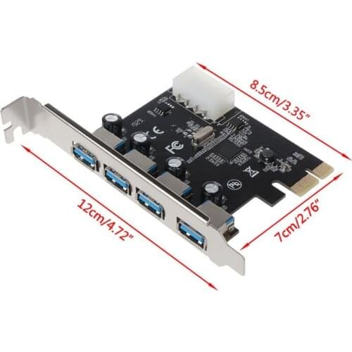 4 Port PCI-E to USB 3.0 HUB PCI Express Expansion Card Adapter 5 Gbps Speed E56B