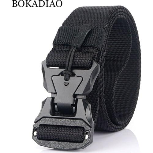 BOKADIAO Army Military Combat man Canvas Belt Magnetic buckle Tactical Belts for men Nylon Outdoor Training Waistband male strap
