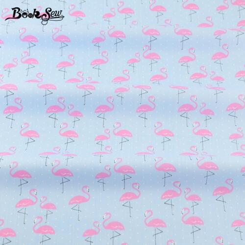 Booksew Blue 100% New Arrival Cotton Twill Fabric Red Crowned Crane Pattern Bedding Set Dolls Scrapbooking Quilting Crafts