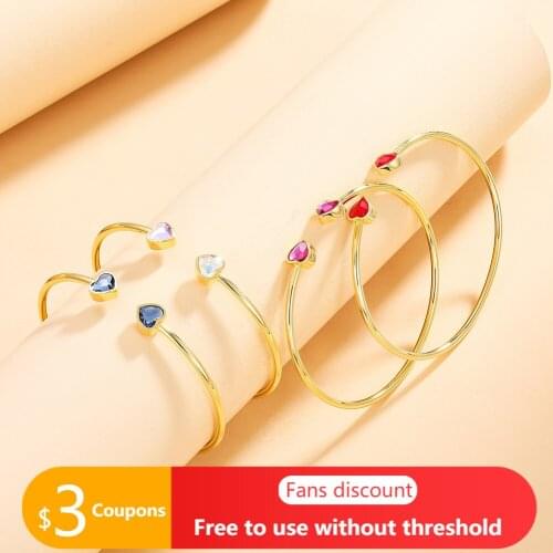 AGATA Love At First Sight Love Bracelet New 925 Silver Crystal Bangles for Women Red Color Heart 18K Gold Bangle Jewelry Gift