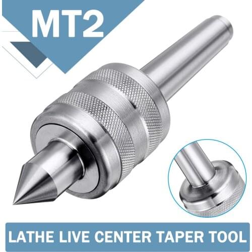 For CNC Cutter Lathe Steel Silver MT2 0.001 Lathe Live Center Taper Tool Live Revolving Milling Center Taper Machine Accessories