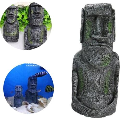 Resin Artificial Aquarium Easter Island Statue Decoration Underwater Landscaping Craft Ornaments For Fish Tank