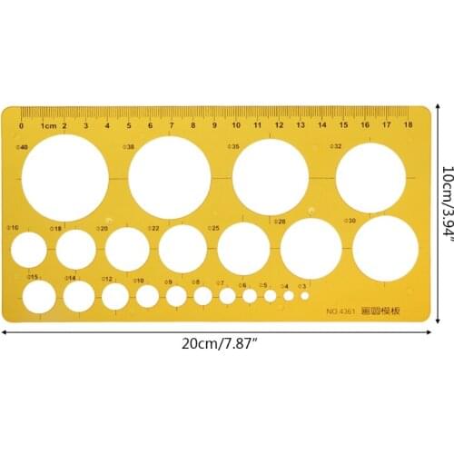 K Resin Circles Geometric Template Ruler Stencil Drawing Measuring Tool Students K5DB