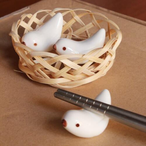 1 pc Korean Models Ceramic Tableware Creative Cute Solid Color Cartoon Birds Chopsticks Holder Chopstick Rest Chopsticks