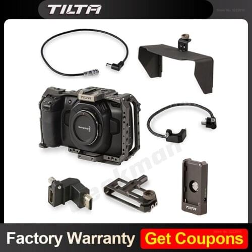 Tilta BMPCC 4k 6K Cage for 6k pro DSLR Camera with Sunho SSD Drive Holder DC Power Cable F970 Battery plate adapter VS Smallring