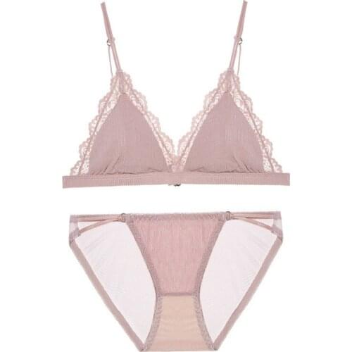 Set Sexy Underwear Women Sexy Lingerie for Small Breast Lace Bralette Wedding Underwear Bra Without Underwire Triangle Bra