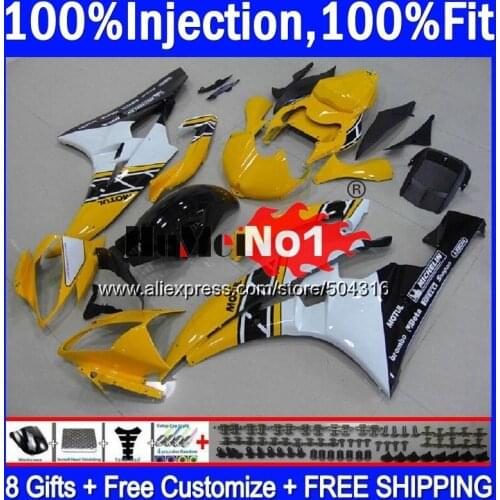 Body For YAMAHA YZF R 6 YZF 600 YZF-600 7MC.9 YZF R6 06-07 600CC YZF600 YZF-R6 2006 2007 YZFR6 06 07 OEM Fairings Yellow white