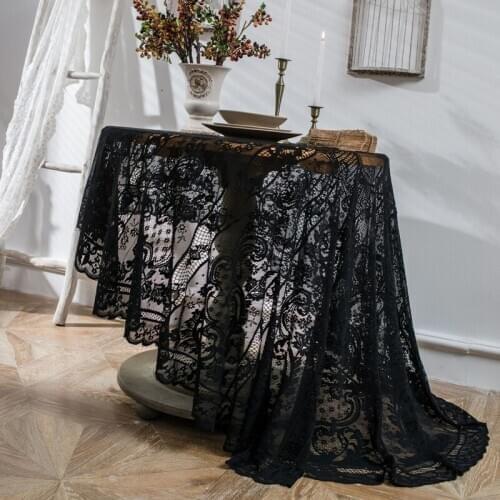 Round Table Cloth Black White Color Lace Tablecloth Wedding Banquet Decor Table Cover Dining Coffee Table Spread Diam 150/190cm