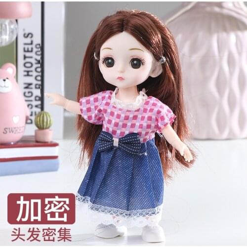 16cm Cute BJD Doll 12 Movable Joints Doll Makeup Dress Up Cute Brown Eyeball Dolls with Fashion Dress For Girls Toy