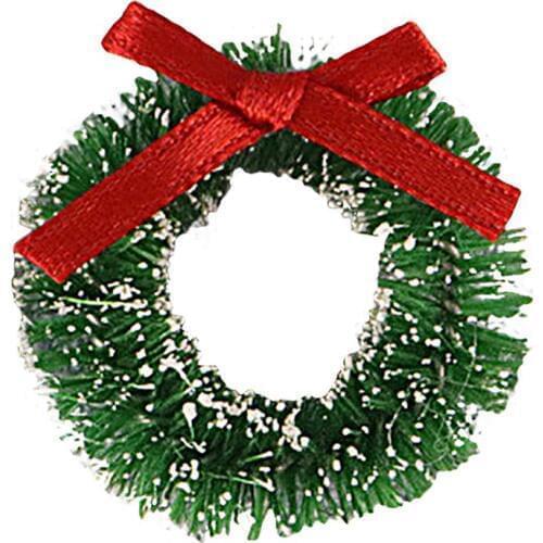 1pc Mini Christmas Wreath Artificial Bow Decor Frosted Hanging Decor For Xmas Tree DIY Party Decor Accessories For Christmas