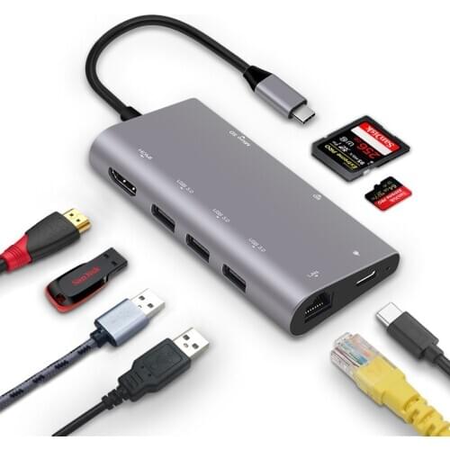 Type-c to hdmi rj45 sd eight-in-one multi-function converter notebook usb-c docking station