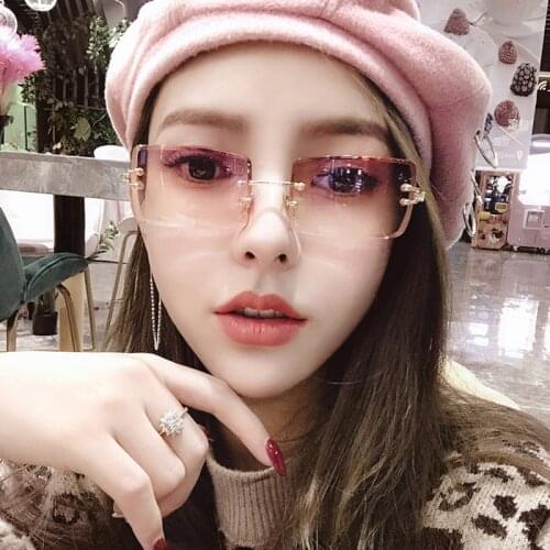Fashion Rimless Square Sunglasses Women Small Luxury Sun Glasses Shades Brand Metal Sunglass UV400 Personalized Driver Goggles