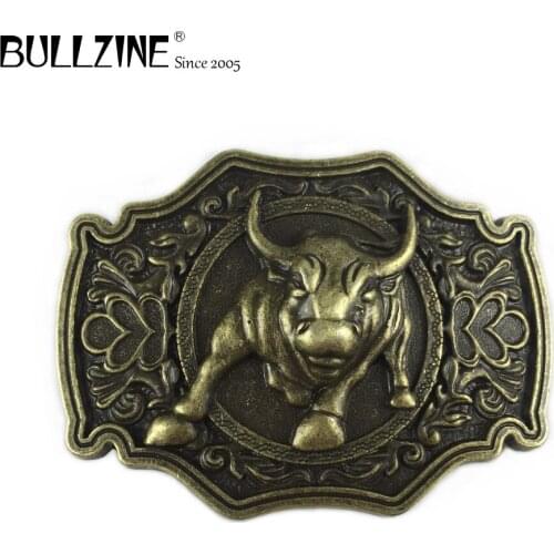The Bullzine hot sale western bull ox mens belt buckle with 3 colors FP-03707 suitable for 4cm width belt