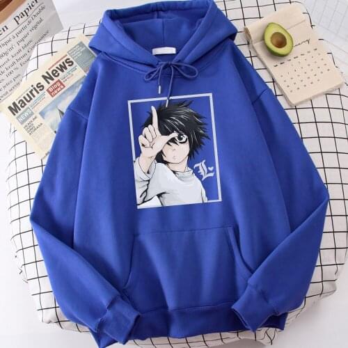 2021 Loose Vintage Sportwear Japanese Anime Death Note Print Mens Hooded Coldproof Vogue MenS Sweatshirt Oversized Soft Hoodie