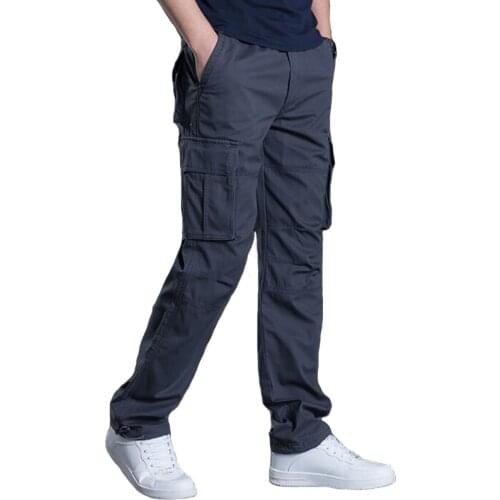 Men Casual Pants Cotton Multi Pocket Overalls Mens Fashion Loose Outwear Tactical Trousers Track Cargo Pants Pantalon Hombre