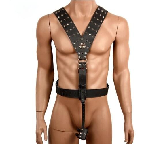Mens Leather Pu Bondage Strap Lingerie BDSM Restraints Adjustable Fetish Body Harness Belts Adult Games Sex Outfits for Men Gay