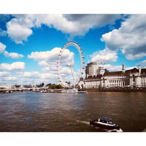 DIY Digital Painting By Numbers Package London Eye Coloring Wall Art Picture Gift frameless