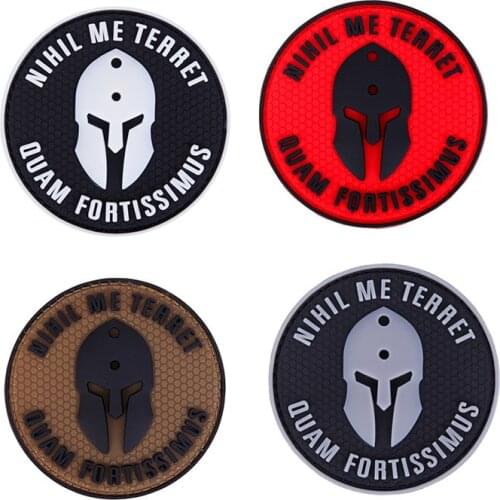 NIHIL ME TERRET PVC Velcros Patches Rubber Patches Spartan Army Military Hook Back Patch Tactical Emblem Applique Combat Badge