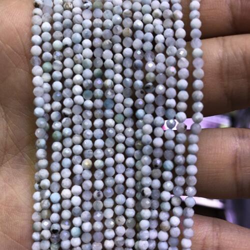 Natural Blue Larimar Tiny Beads,2mm,3mm,4mm Faceted Round Spacer beads ,Blue stone faceted seed beads,15.5"/string