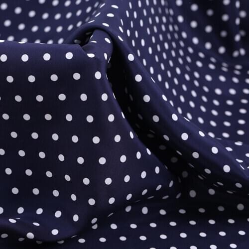 1 Meter New Wave Dots Printed 16 Mm Silk Crepe De Chine Summer Printed Dress Pure Silk Fabric Green Blue