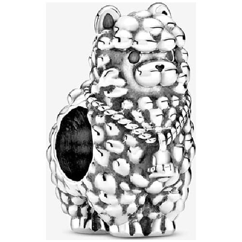 Arrival 925 Sterling Silver Beads Cute Fluffy Llama Charms Fit Original pan Bracelet Charm For Women DIY Jewelry Making