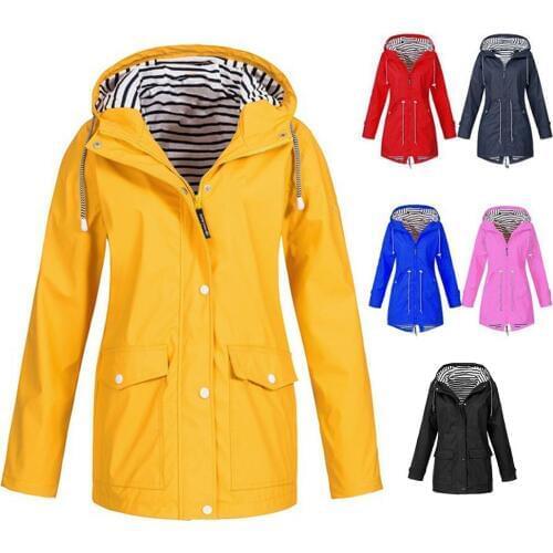 Camping Hiking Clothes Women Solid Rain Jacket Outdoor Plus Size Waterproof Hooded Raincoat Windproof Coat 3XL New