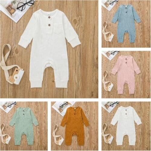 2021 Newborn Baby Girls Boys Long Sleeve Solid Rompers Soft Infant Autumn Knitted Jumpsuit 0-12M