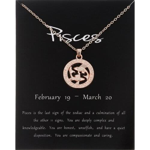Black Card Fashion Jewelry Round 12 Horoscope Zodiac Sign Necklace Women Men