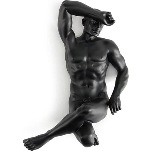 Bodybuilding Character Resins Black Muscle Man Desk Decoration Ornaments Resin Portrait Home Decoration Accessories Modern