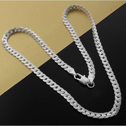 Hot Popular 6mm width Chain 925 Sterling Silver Necklace For Woman Men 18-24inches Fashion Wedding Engagement party fine Jewelry