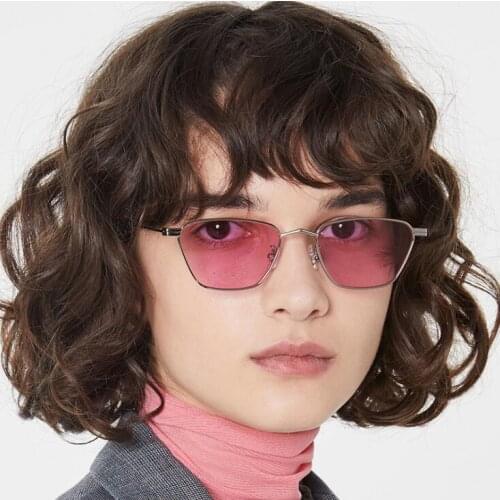 Vintage retro small square sunglasses men gradient clear lens metal frame black small sun glasses for women summer 2021 UV400